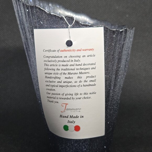 Murano Glass Hand Made in Italy Asymmetrical Vase - Grey Glitter - Picture 5 of 7
